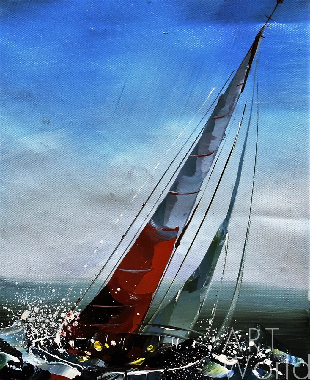 картина масло холст Морской пейзаж маслом "Яхтинг. Полный вперед N3", Родригес Хосе, LegacyArt