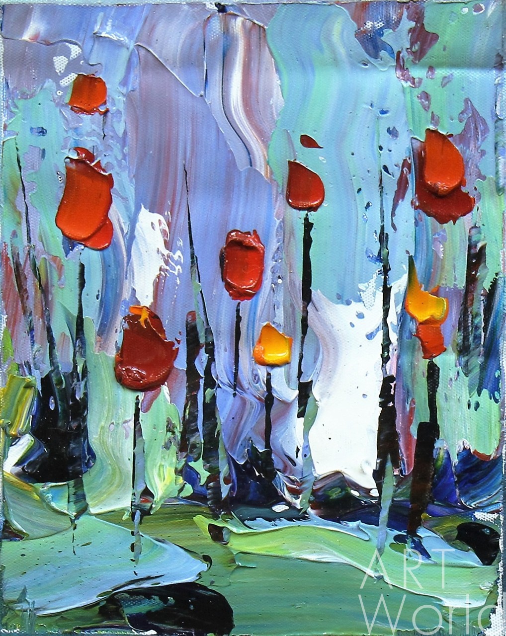 картина масло холст Картина маслом "Импрессионизм. Тюльпаны N2", Родригес Хосе, LegacyArt