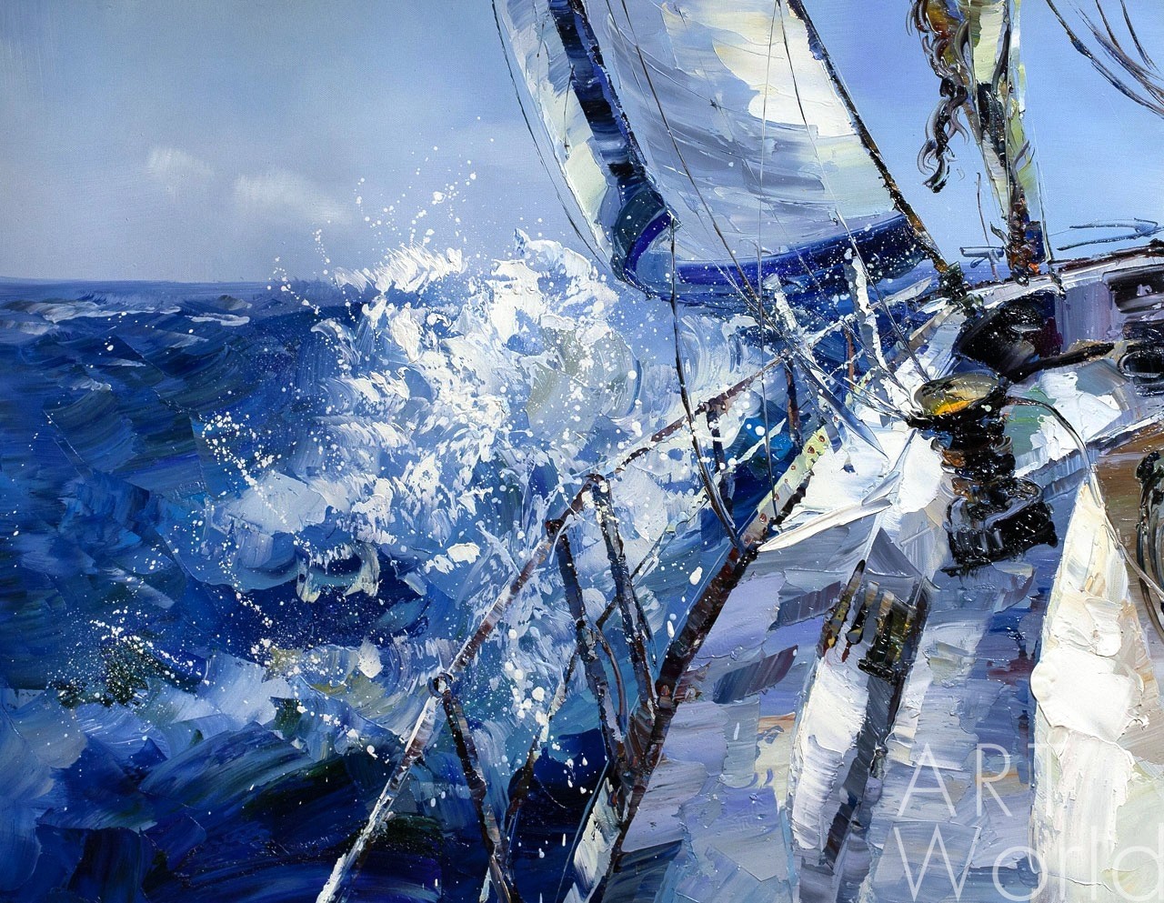 картина масло холст Морской пейзаж маслом "Разрезая волны N2", Родригес Хосе, LegacyArt