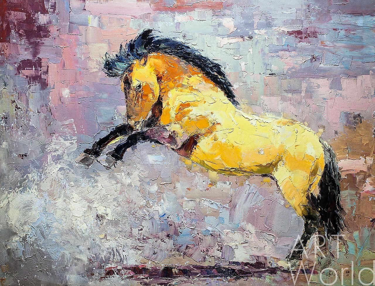 картина масло холст Картина с лошадью "Конь, вставший на дыбы", Виверс Кристина, LegacyArt Артворлд.ру
