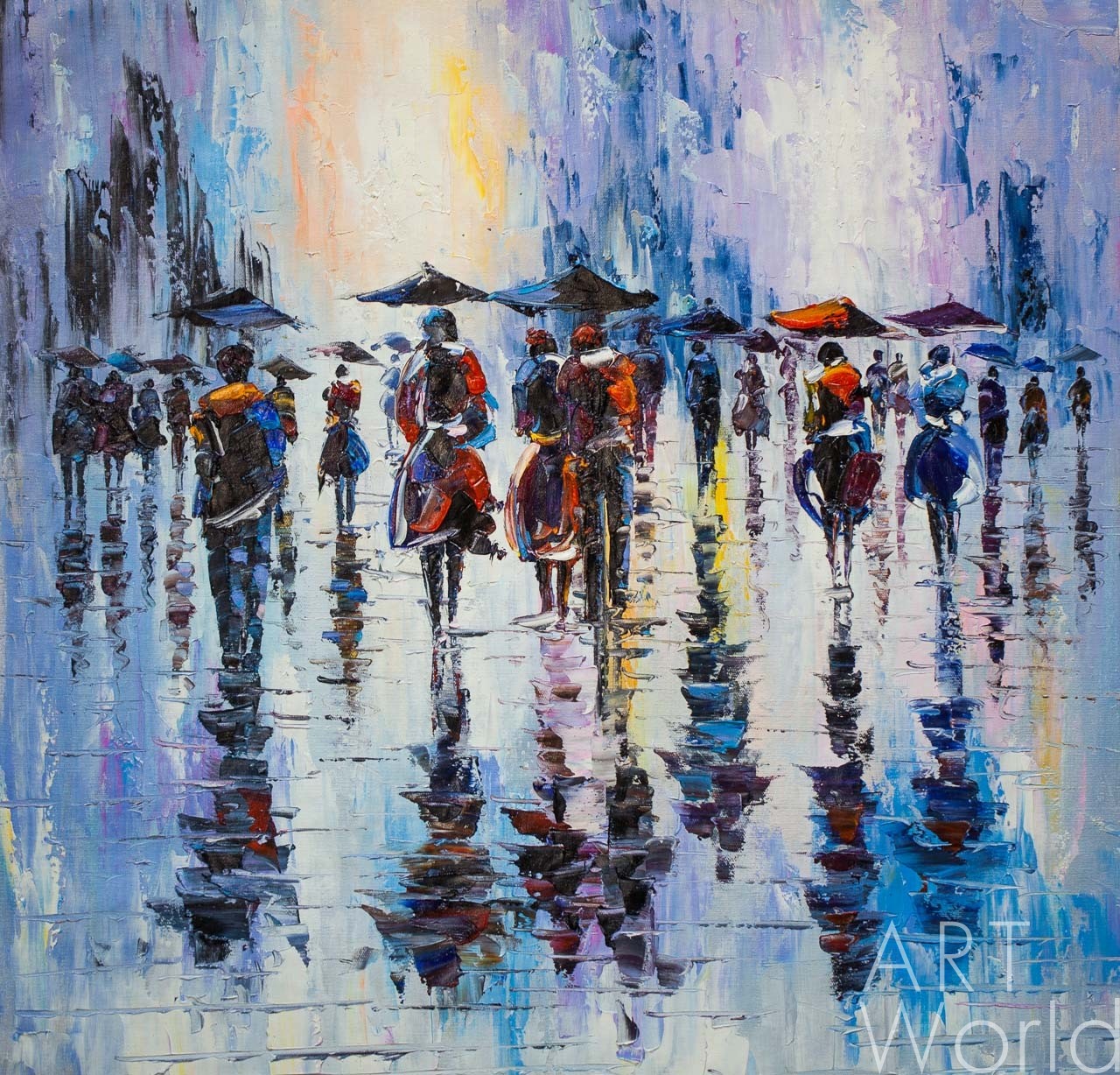 картина масло холст Пейзаж "В городской суете. Под дождем", Виверс Кристина, LegacyArt