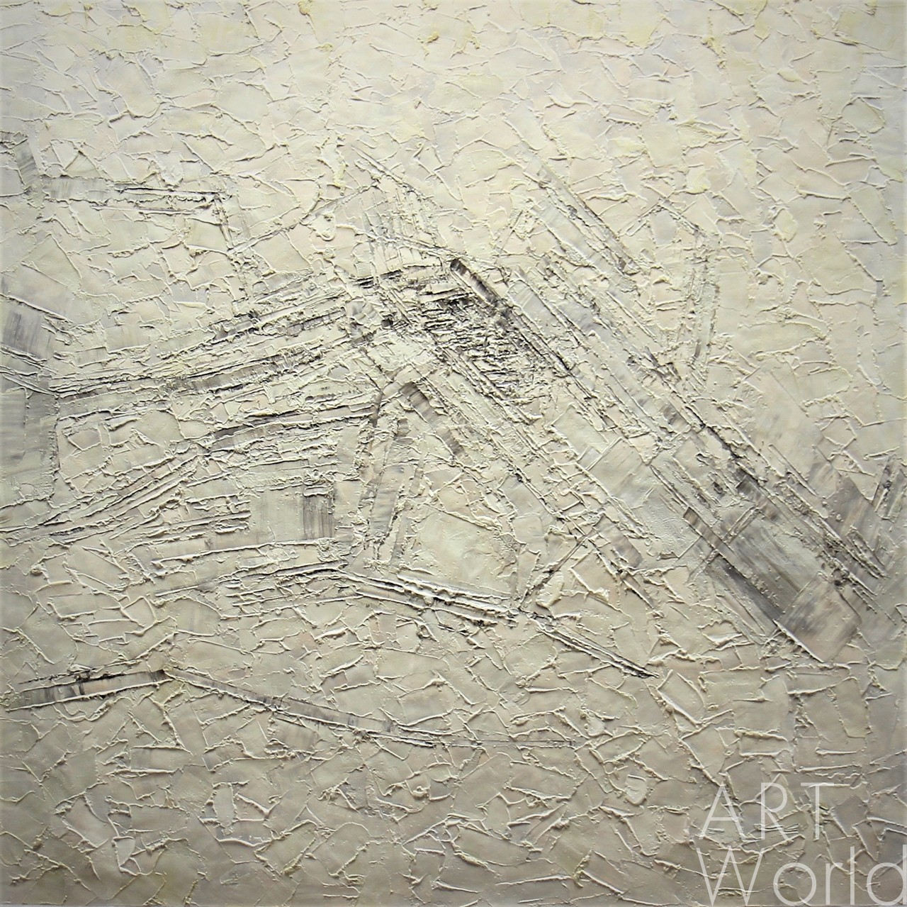 картина масло холст Картина маслом "Почти белая абстракция N1", Виверс Кристина, LegacyArt Артворлд.ру