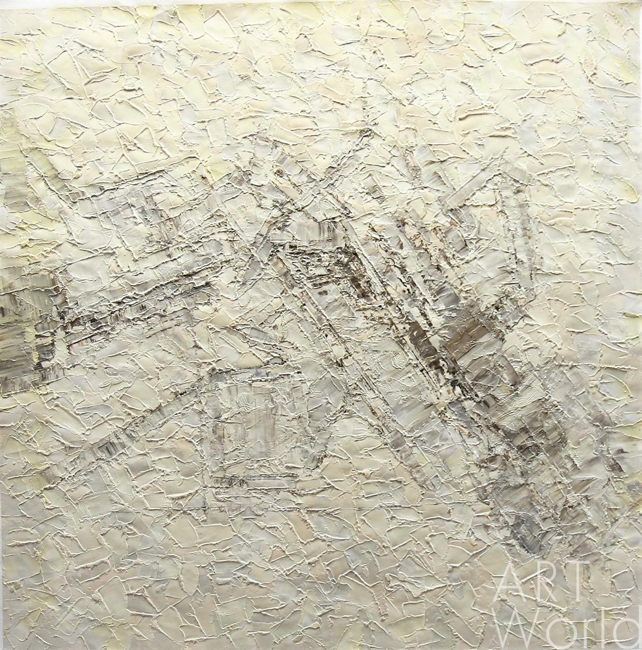 картина масло холст Картина маслом "Почти белая абстракция N2", Виверс Кристина, LegacyArt Артворлд.ру