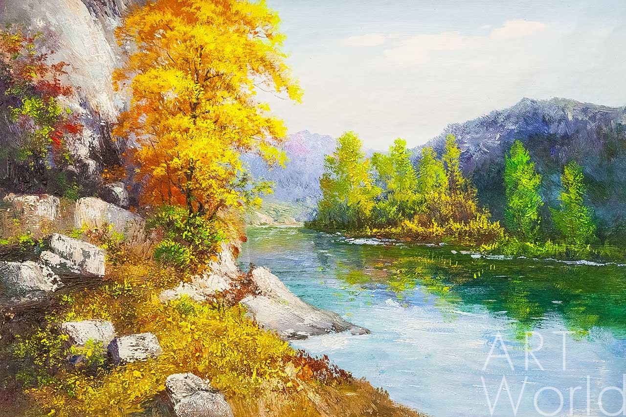 картина масло холст Пейзаж маслом "Осенью в Горном Алтае", Шарабарин Андрей, LegacyArt