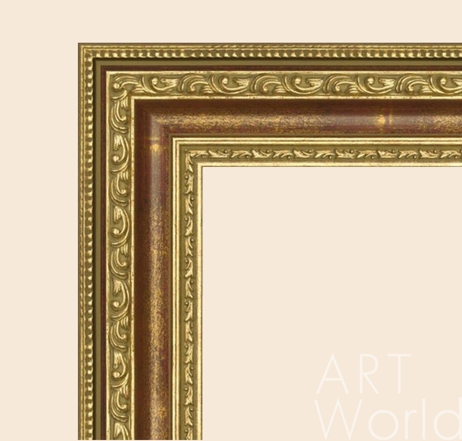 картина масло холст Багет деревянный с золотым декором,  Артворлд.ру