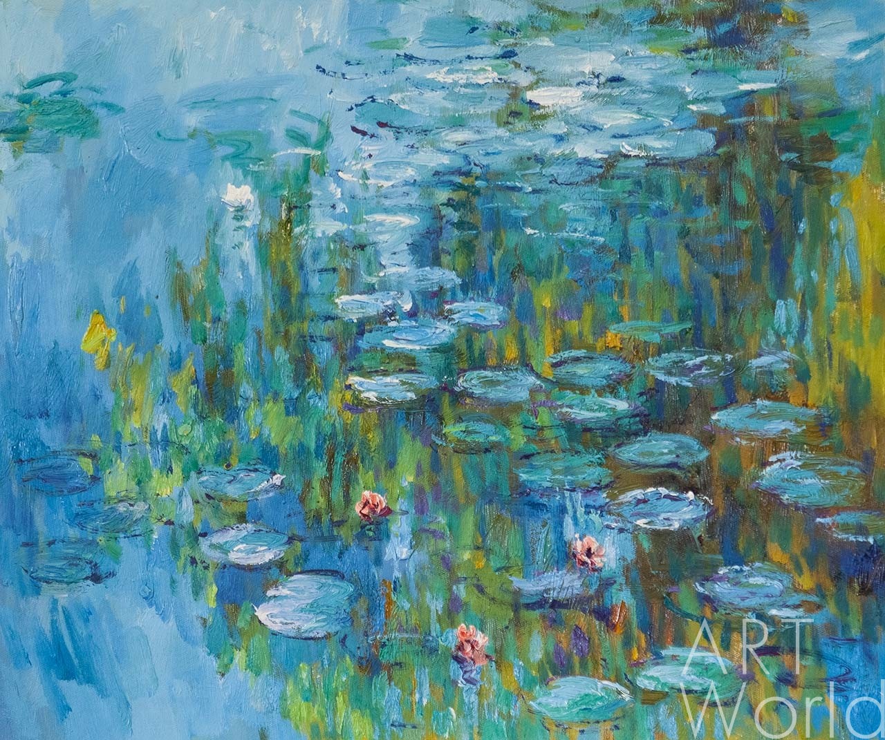 картина масло холст "Водяные лилии", N11, копия С. Камского картины Клода Моне, Моне Клод (Oscar-Claude Monet) Артворлд.ру