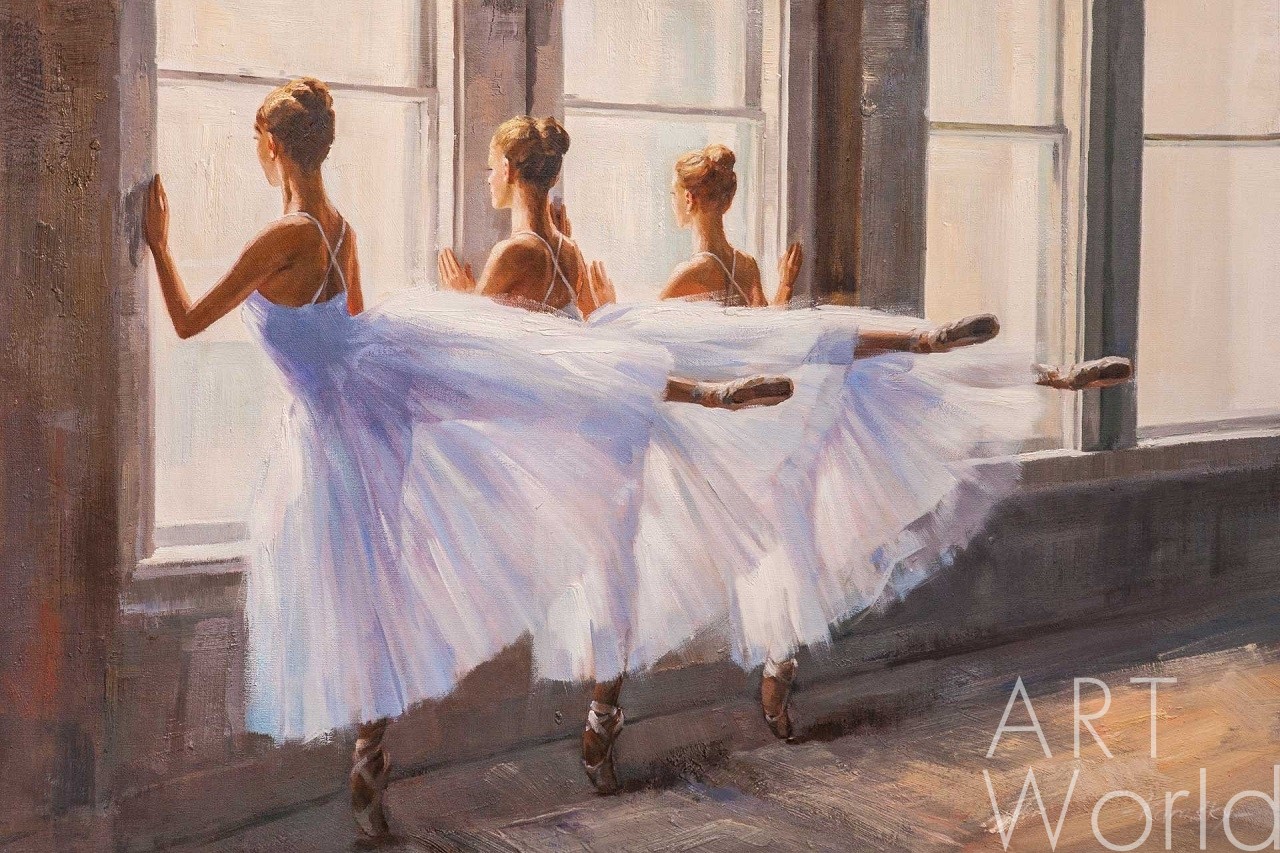 картина масло холст Картина маслом "Балерины в танцевальном классе", Камский Савелий, LegacyArt