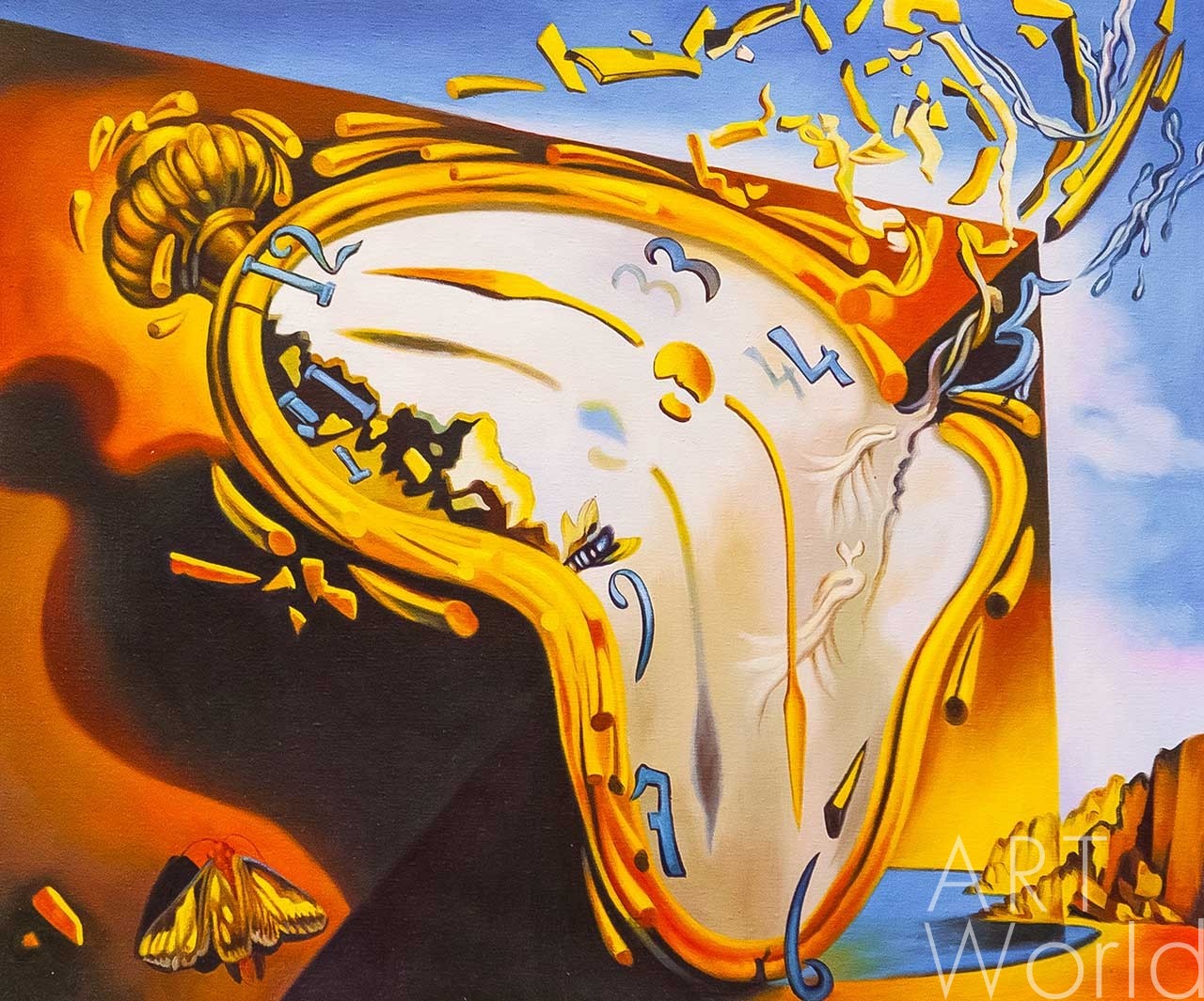 Копия картины Сальвадора Дали "Мягкие часы в момент первого взрыва",  художник С. Камский - SD190701