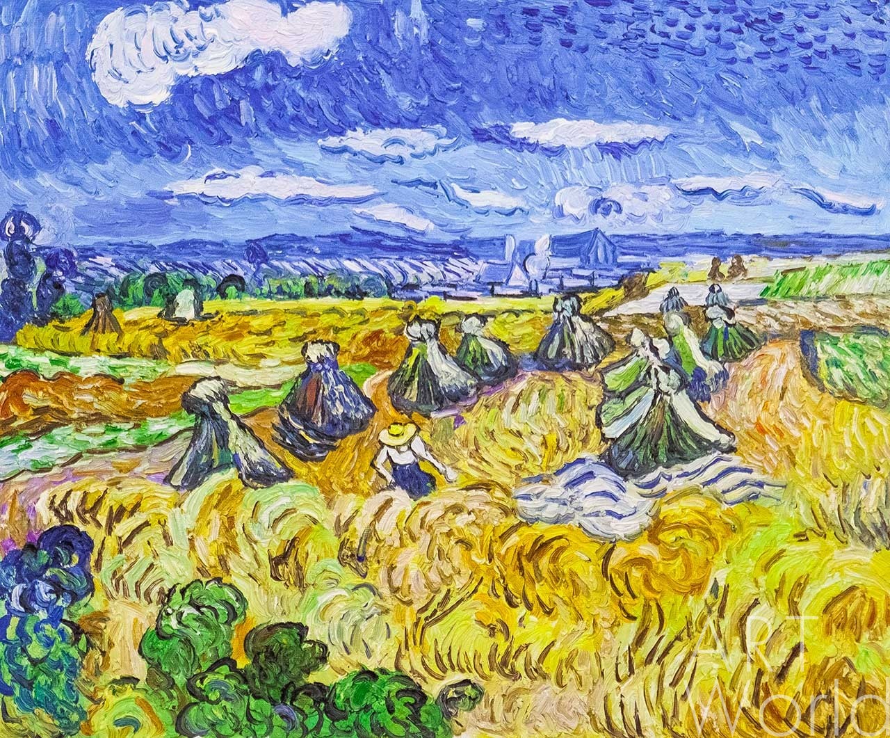картина масло холст Копия картины Ван Гога "Стога и жнец, 1890" (копия Анджея Влодарчика), Ван Гог (Vincent van Gogh) Артворлд.ру