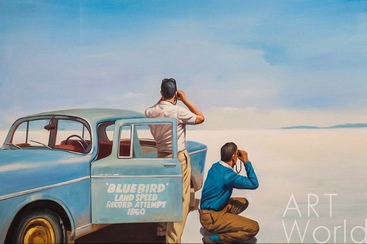 картина масло холст Копия картины Джека Веттриано "Bluebird. Land Speed Record", Веттриано Джек (Jack Vettriano) Артворлд.ру