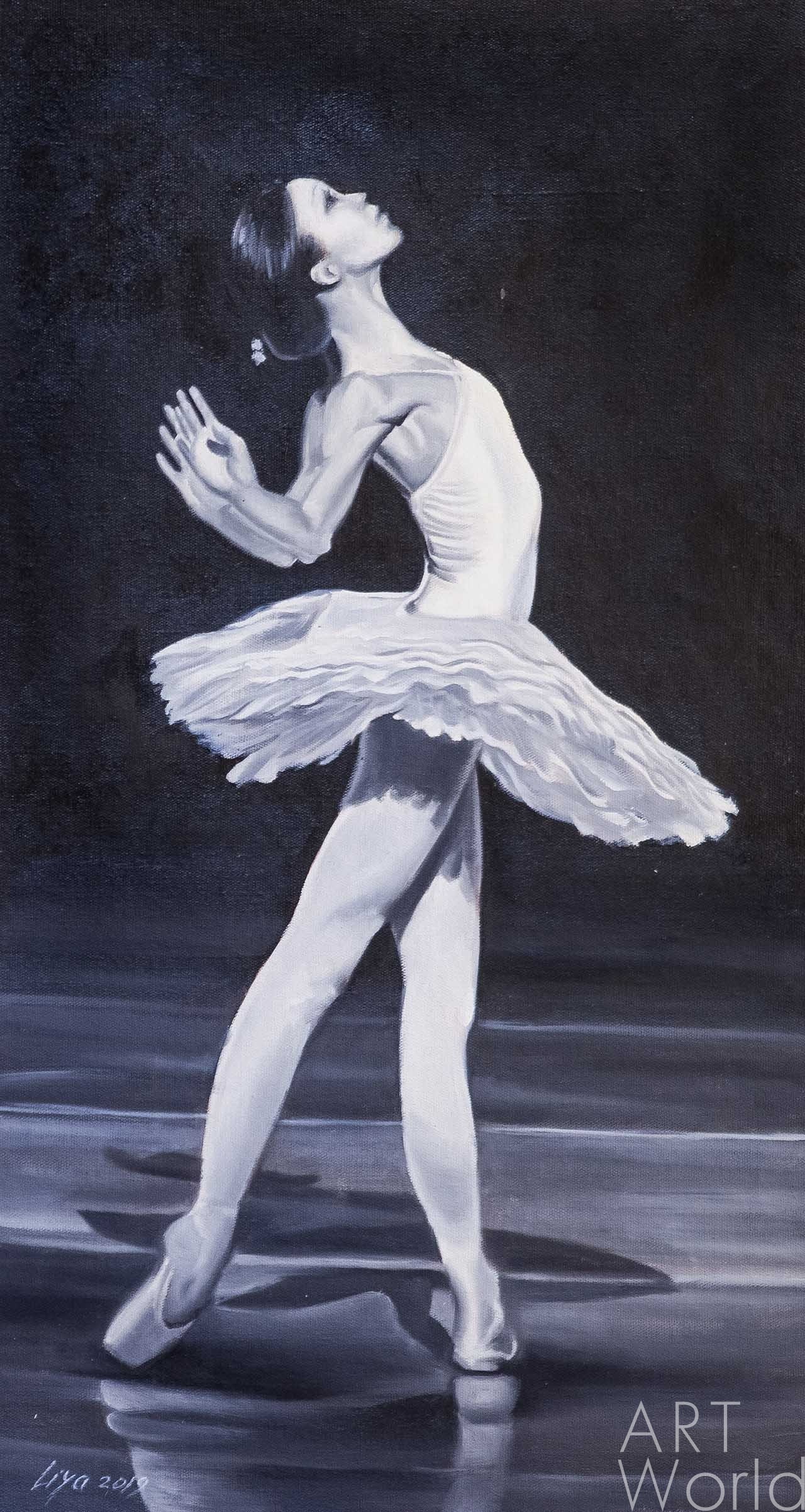 картина масло холст Картина маслом "Балерина. Танец белого лебедя", Гомеш Лия, LegacyArt Артворлд.ру