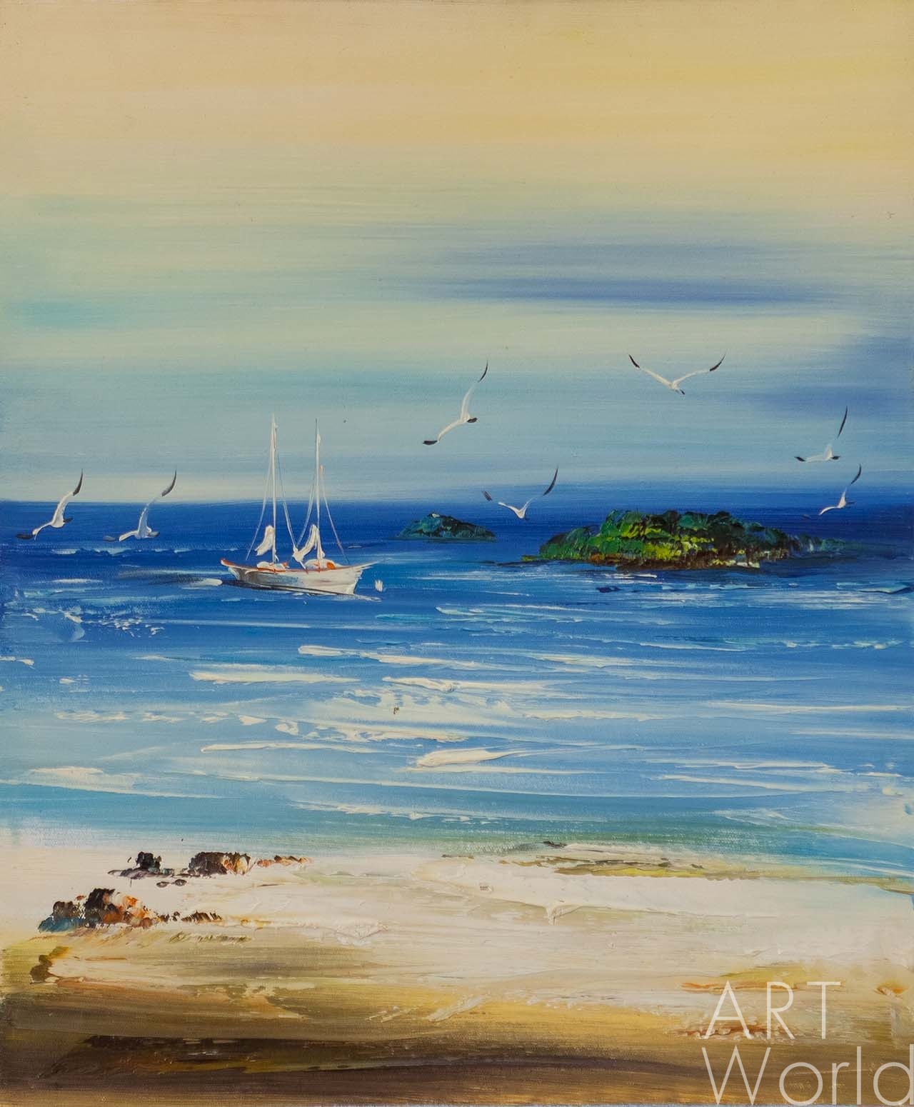 картина масло холст Морской пейзаж маслом "Южный берег N2", Картины в интерьер, LegacyArt