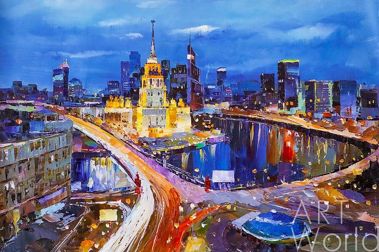 картина масло холст Картина маслом "Ночная Москва в движении", Родригес Хосе, LegacyArt