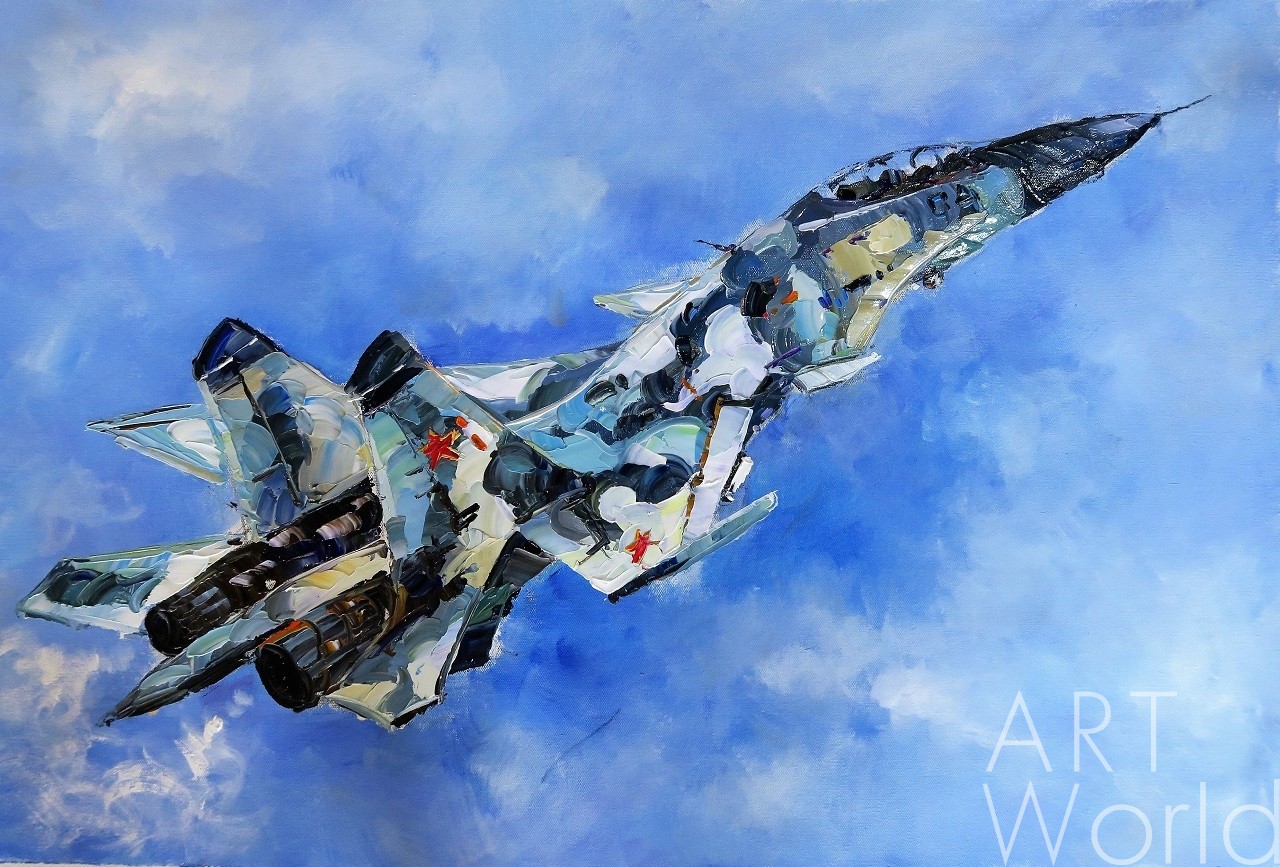 картина масло холст Картина маслом "Самолет Су-27", Родригес Хосе, LegacyArt