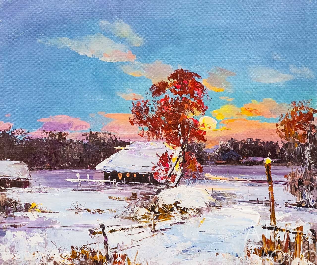 картина масло холст Картина маслом "Однажды снежною зимой... ", Шарабарин Андрей, LegacyArt