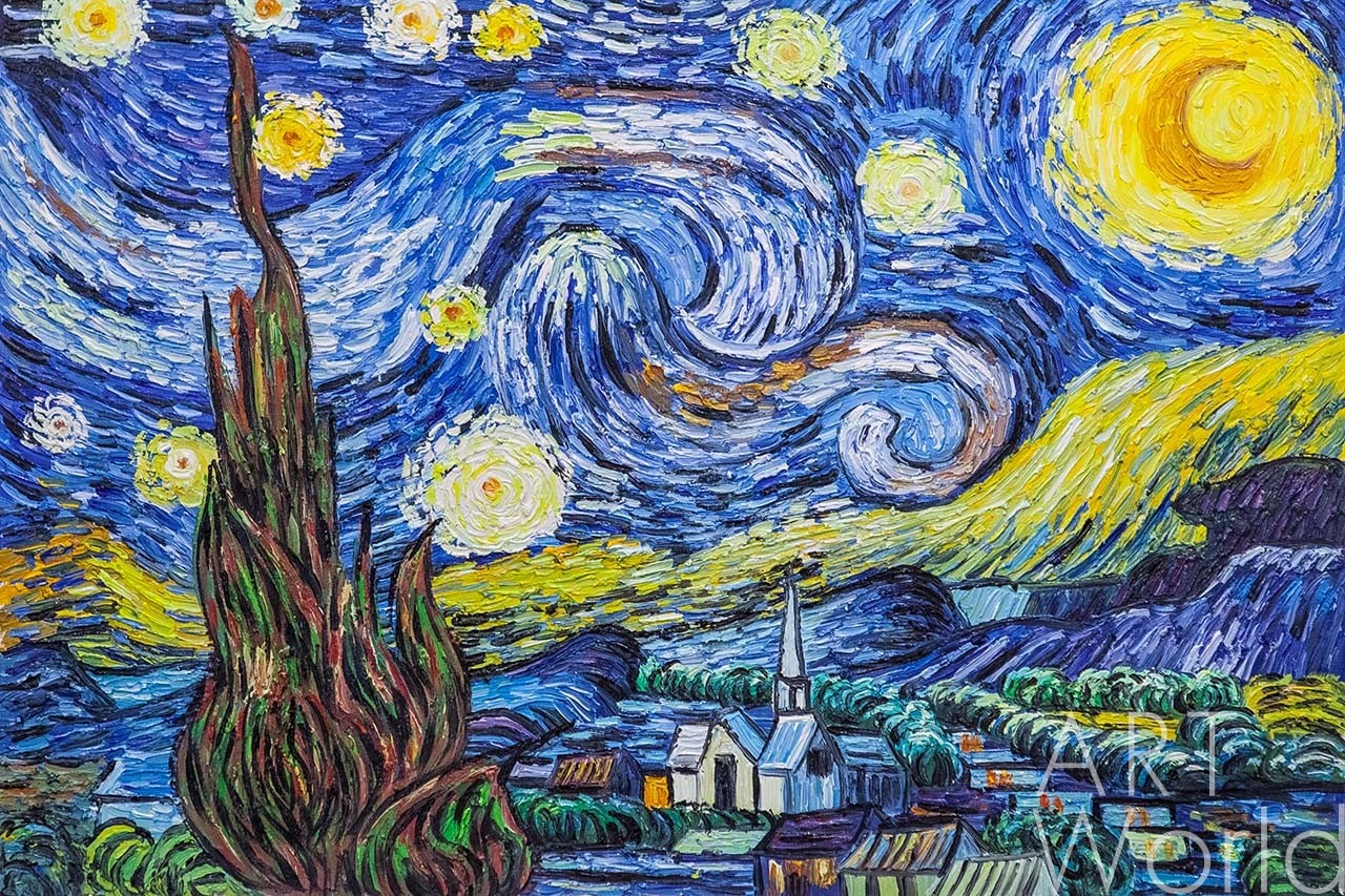 Ван гог звездная ночь как нарисовать