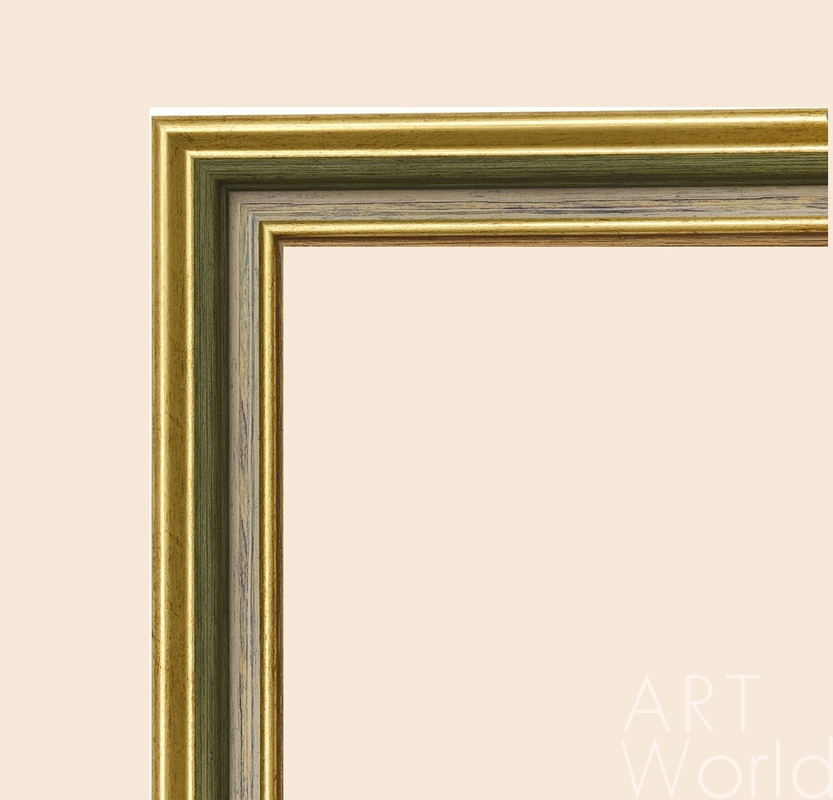 картина масло холст Багет узкий, зелёный с золотом,  Артворлд.ру