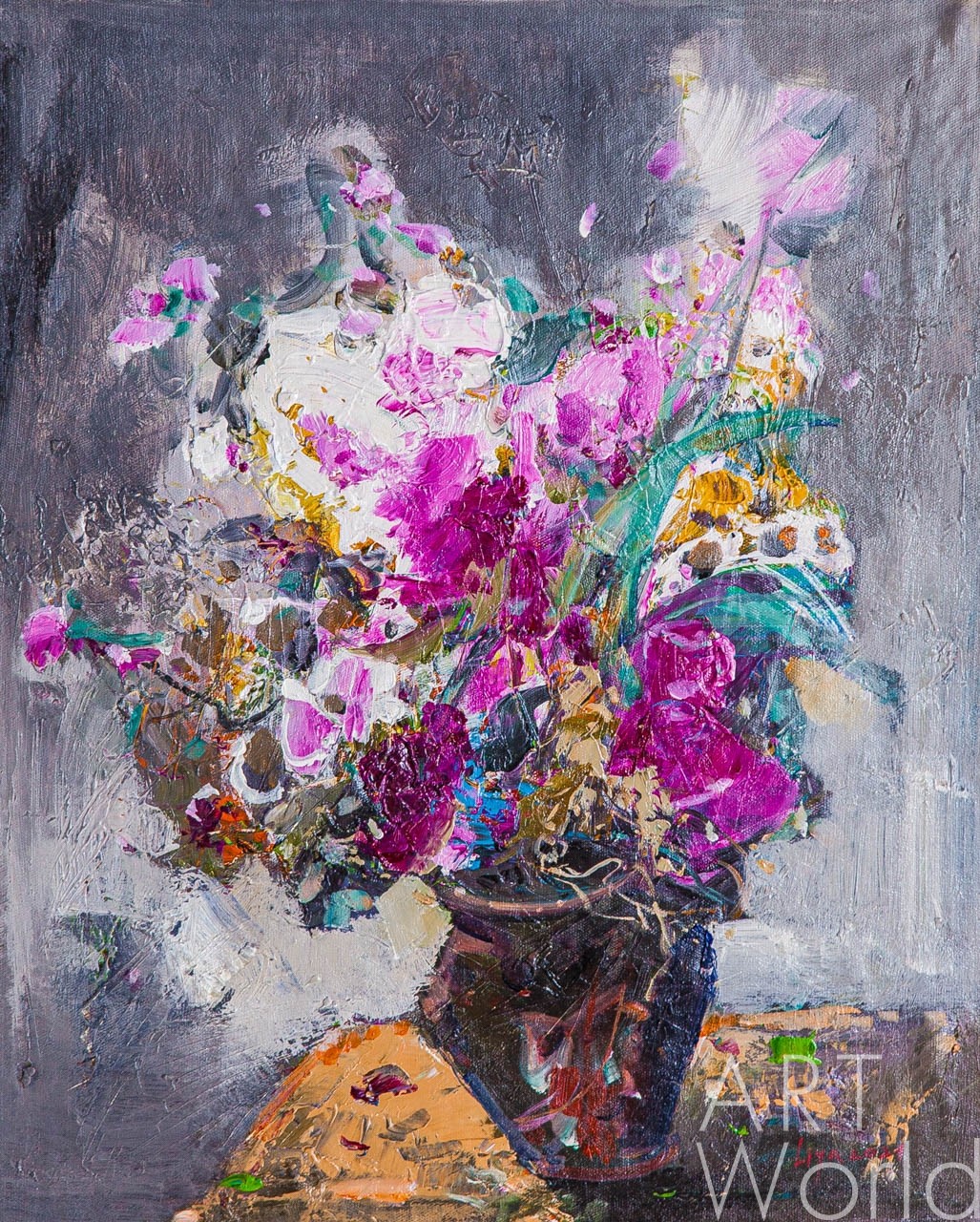 картина масло холст Картина маслом "Букет орхидей в вазе", Гомеш Лия, LegacyArt Артворлд.ру