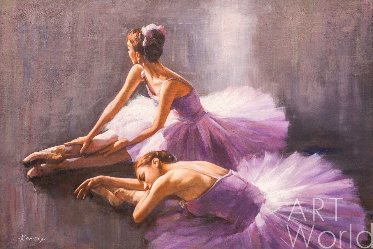 картина масло холст Картина маслом "Две балерины перед выступлением", Камский Савелий, LegacyArt Артворлд.ру