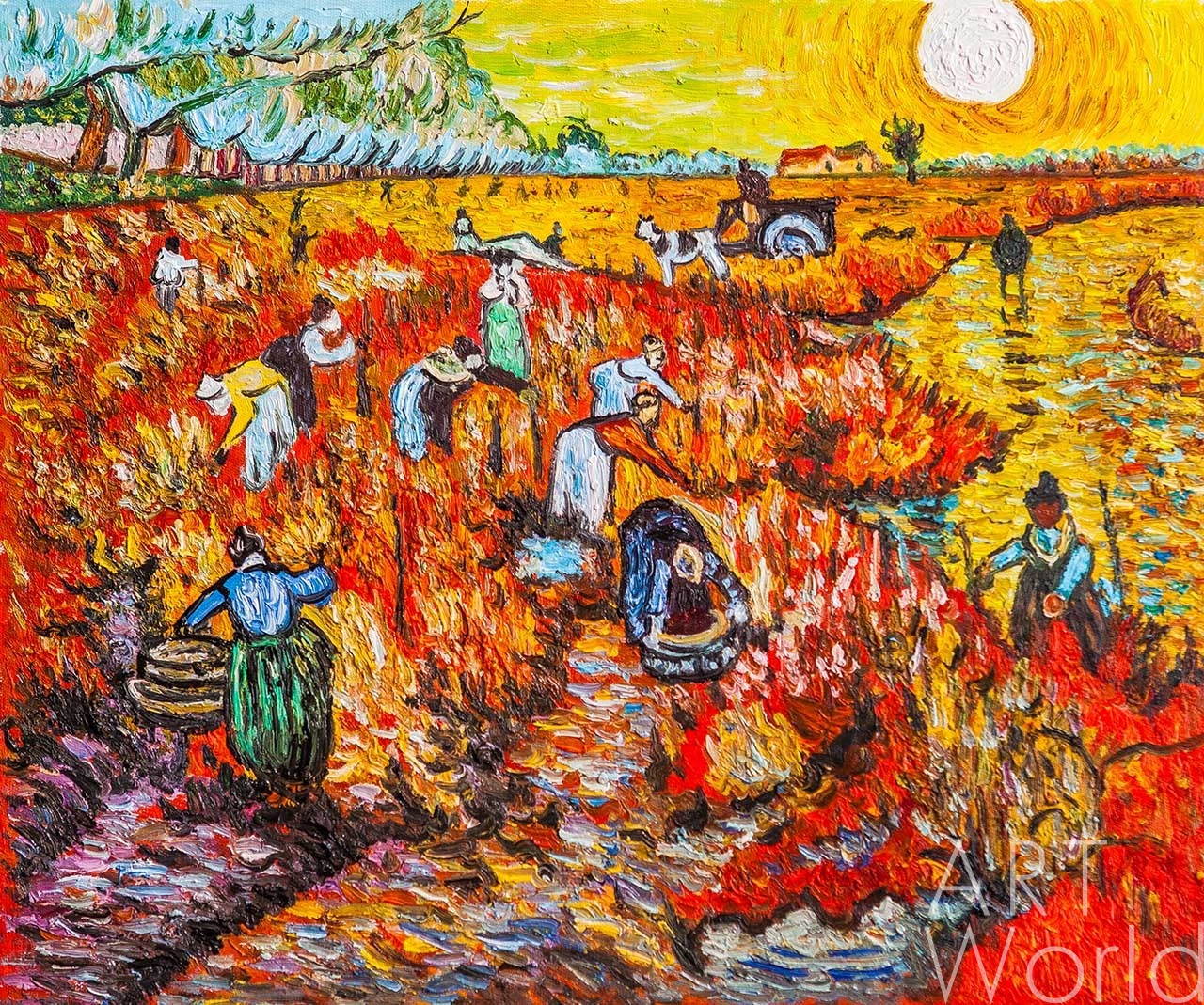 картина масло холст Копия картины Ван Гога "Красные виноградники в Арле" (копия Анджея Влодарчика), Ван Гог (Vincent van Gogh) Артворлд.ру