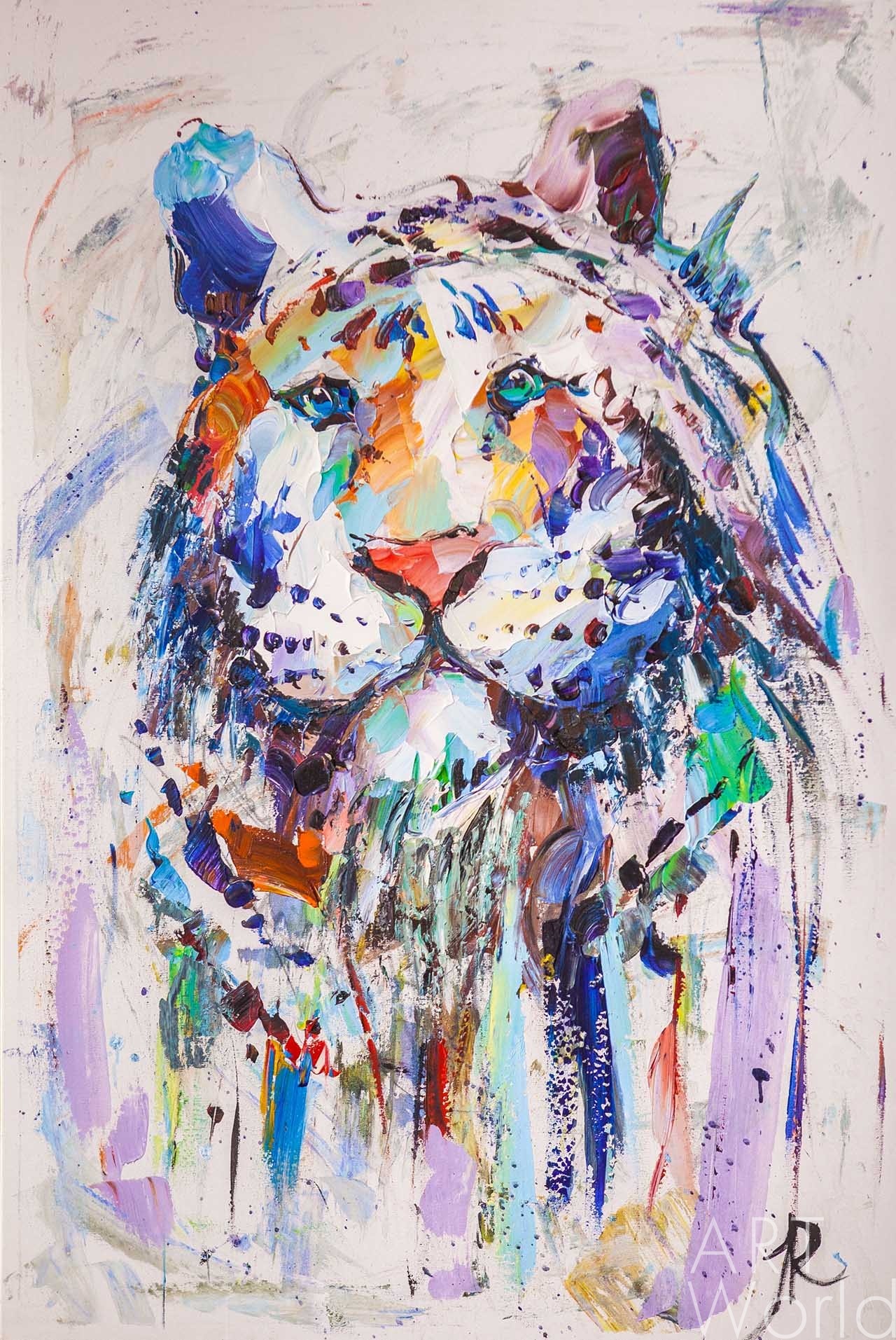 Картина маслом "Белый тигр" 80x120 JR201217 купить в Москве