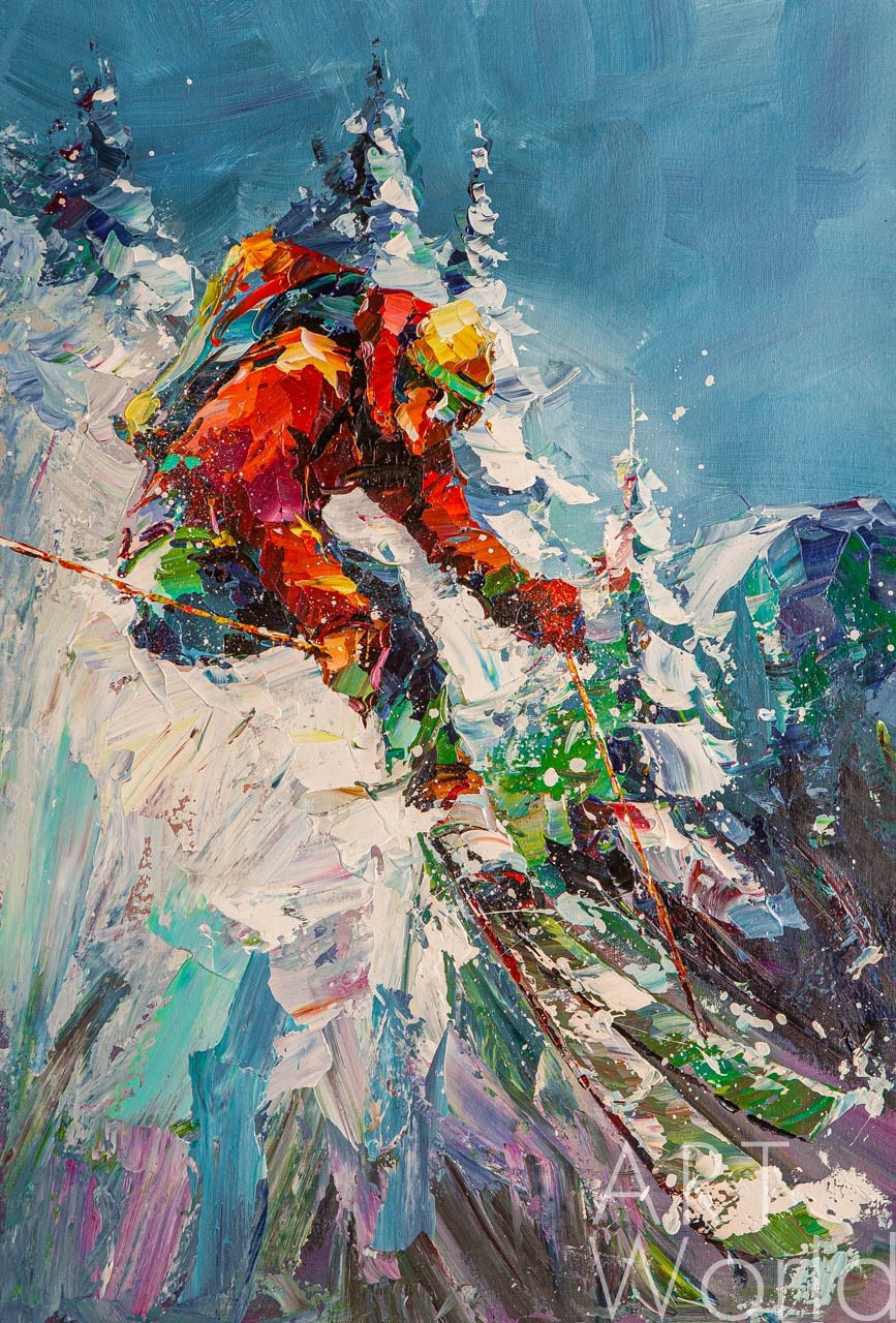 картина масло холст Картина маслом "Горные лыжи. Фристайл N2", Родригес Хосе, LegacyArt Артворлд.ру