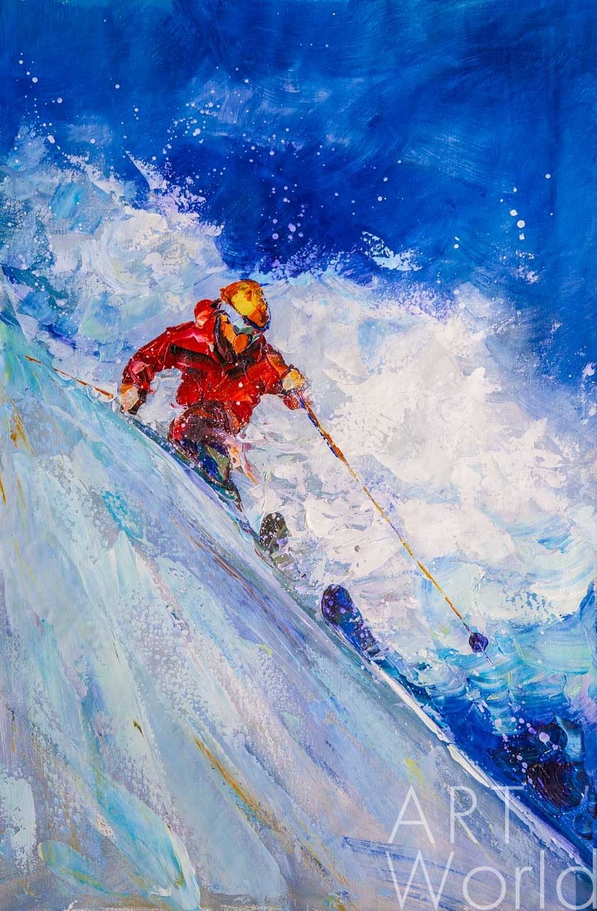 картина масло холст Картина маслом "Горные лыжи N5", Родригес Хосе, LegacyArt Артворлд.ру