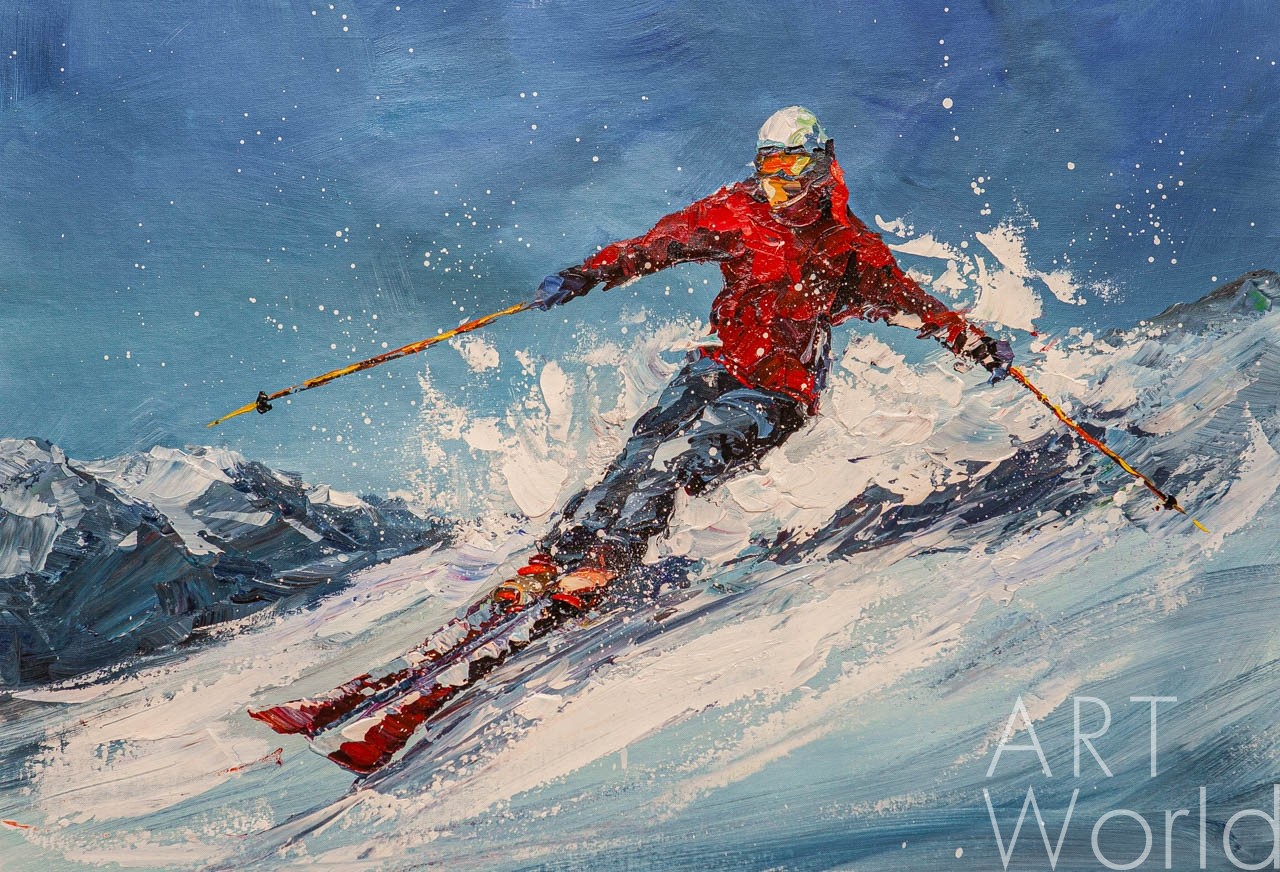 картина масло холст Картина маслом "Горные лыжи N6", Родригес Хосе, LegacyArt Артворлд.ру
