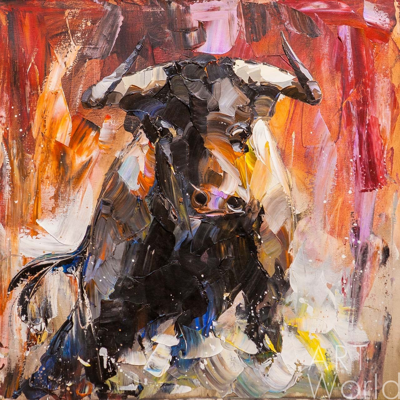 картина масло холст Картина маслом "Испанский бык N2", Родригес Хосе, LegacyArt Артворлд.ру