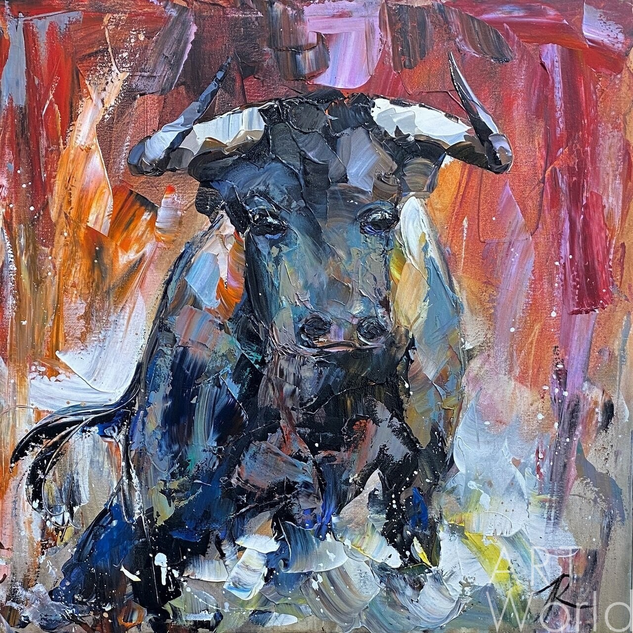 картина масло холст Картина маслом "Испанский бык N2", Родригес Хосе, LegacyArt Артворлд.ру