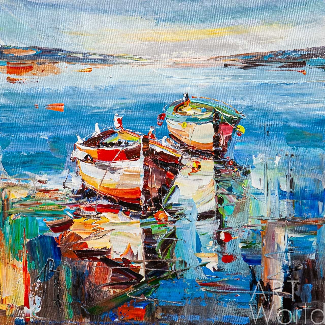 картина масло холст Картина маслом "Лодки на средиземноморском побережье", Родригес Хосе, LegacyArt Артворлд.ру