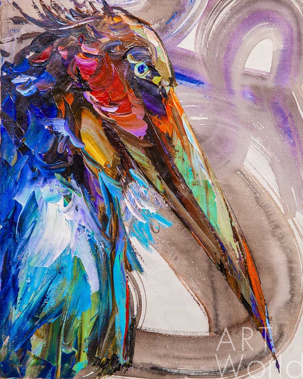 картина масло холст Картина маслом "Марабу. Птица счастья", Родригес Хосе, LegacyArt Артворлд.ру