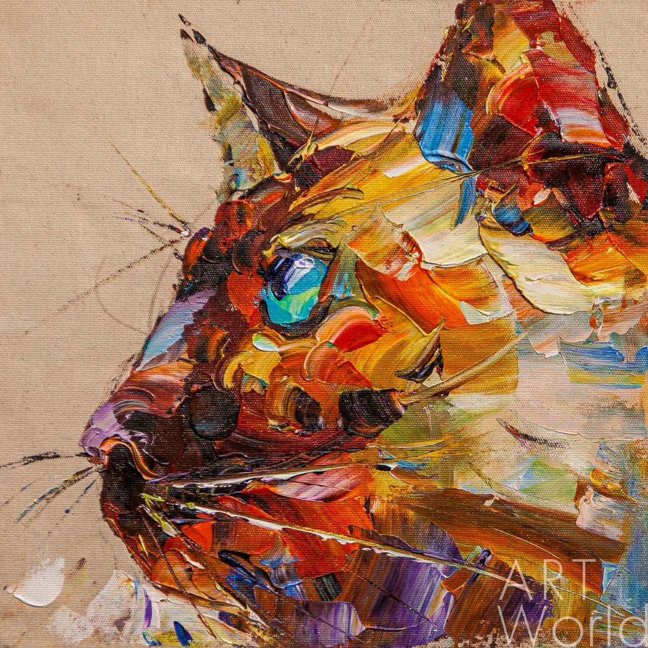 картина масло холст Картина маслом "Сиамская кошка", Родригес Хосе, LegacyArt