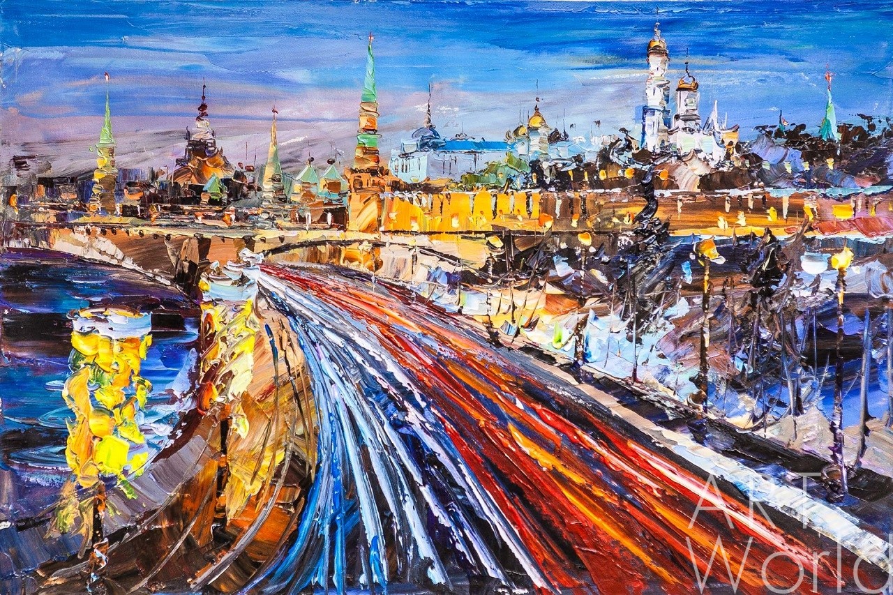 картина масло холст Картина маслом "Вид на Кремль ранней весной", Родригес Хосе, LegacyArt Артворлд.ру