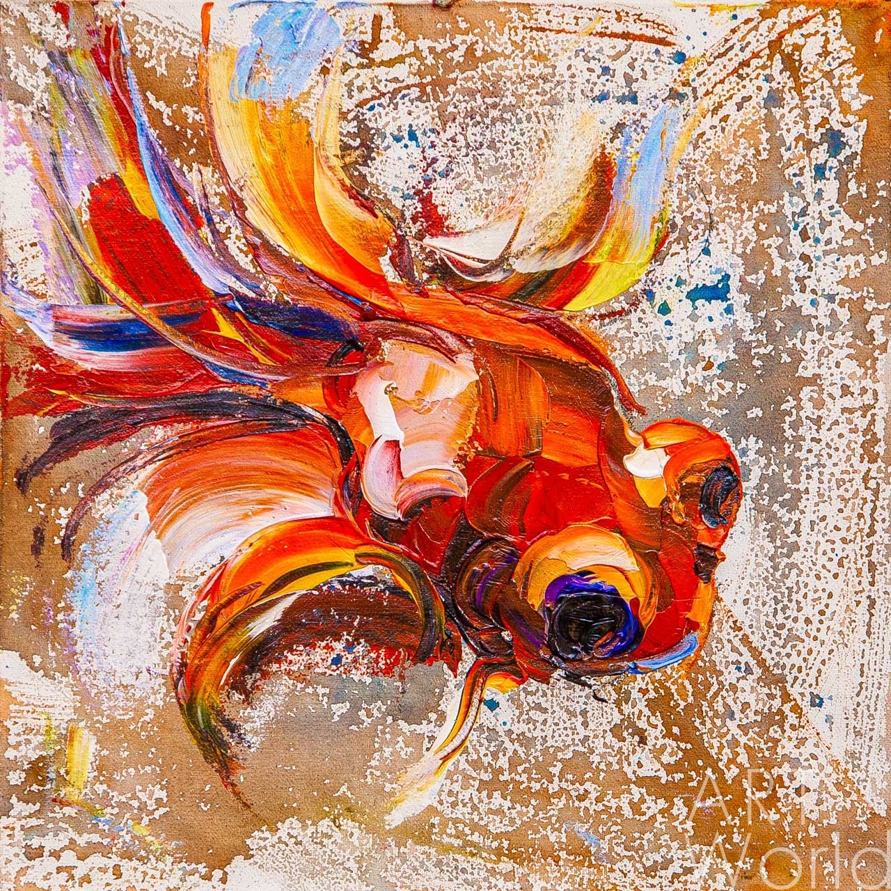 картина масло холст Картина маслом "Золотая рыбка на удачу", Родригес Хосе, LegacyArt Артворлд.ру