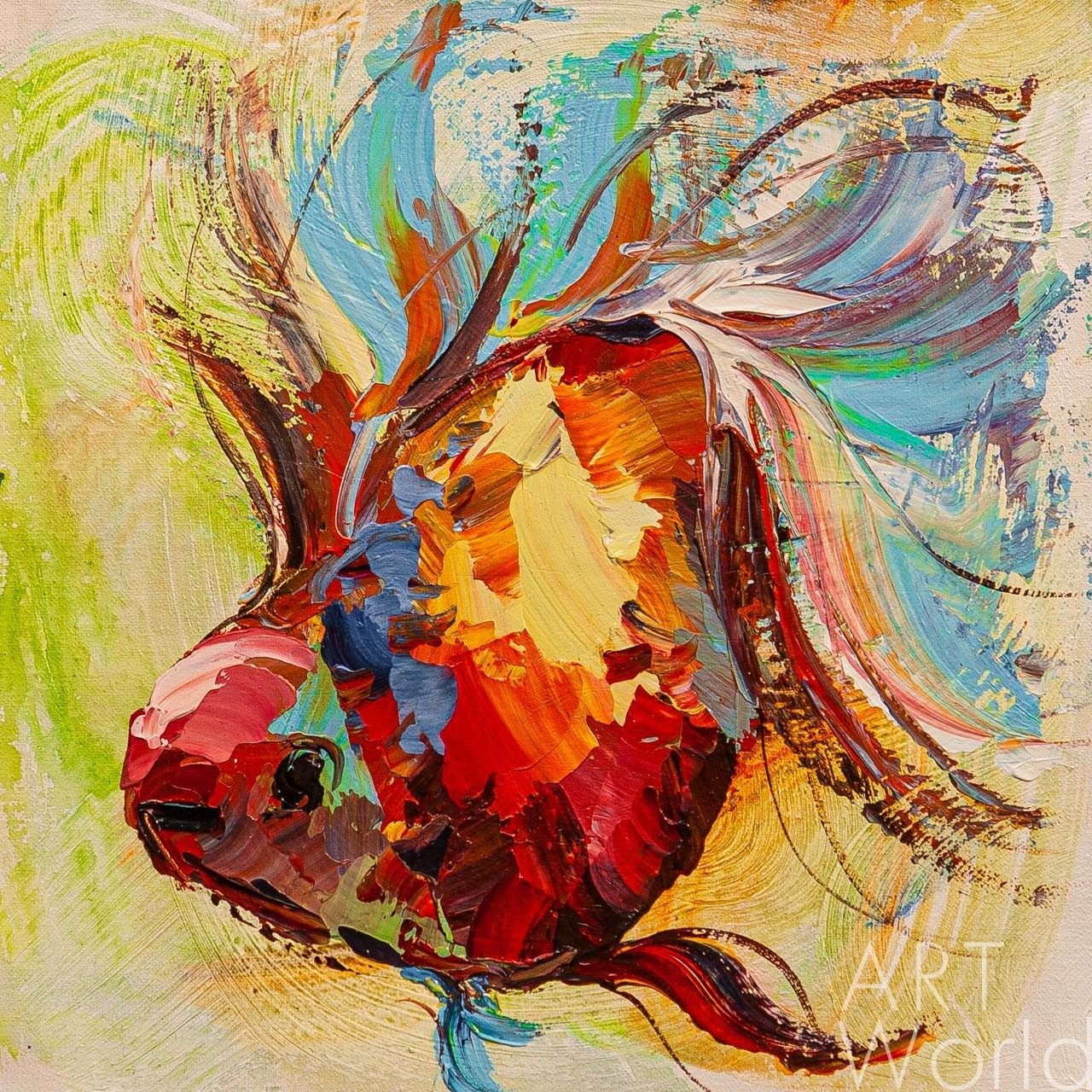 картина масло холст Картина маслом "Золотая рыбка Оранда N2", Родригес Хосе, LegacyArt
