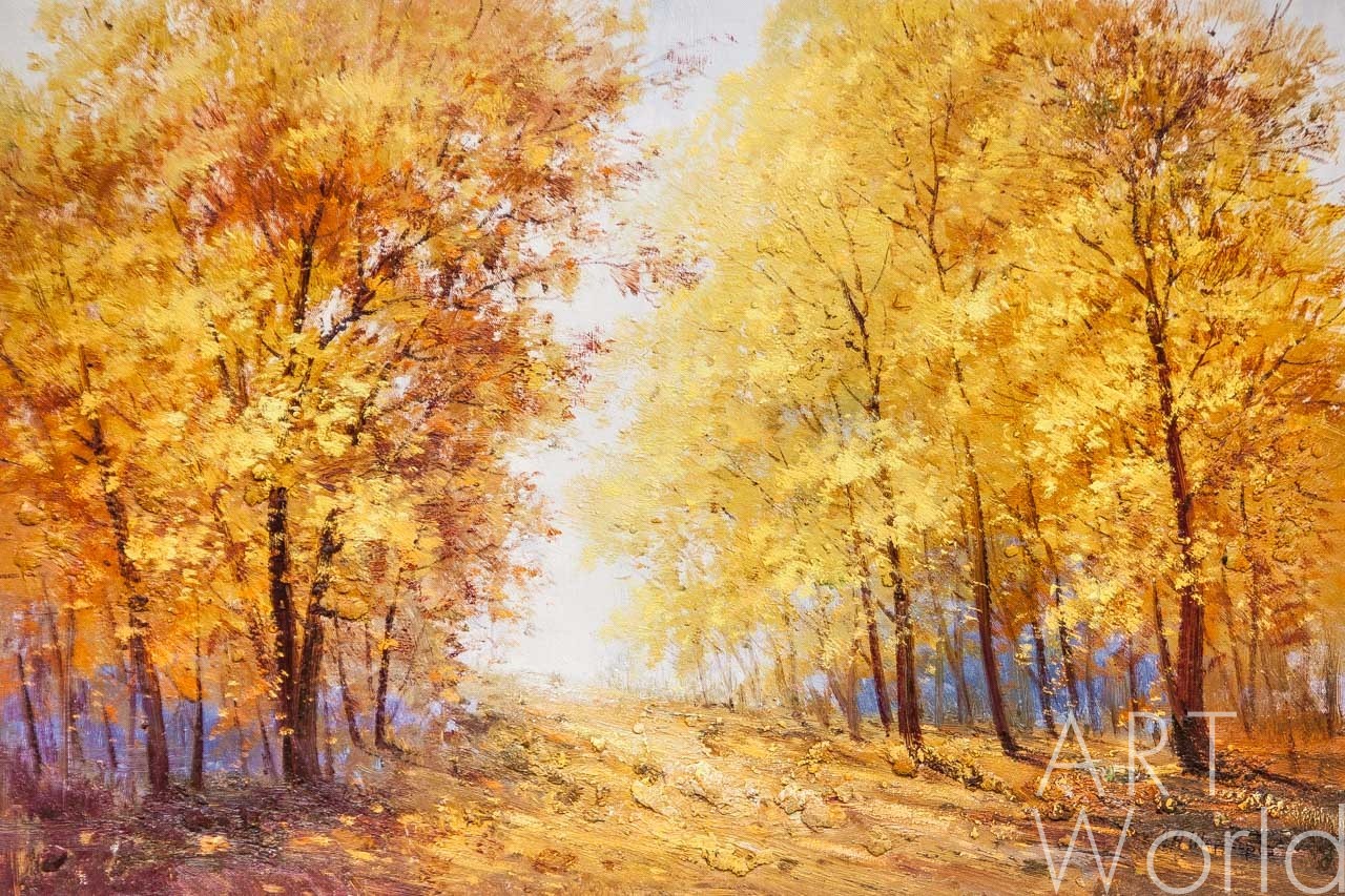 картина масло холст Пейзаж маслом "Листья на деревьях золотом горят…", Влодарчик Анджей, LegacyArt