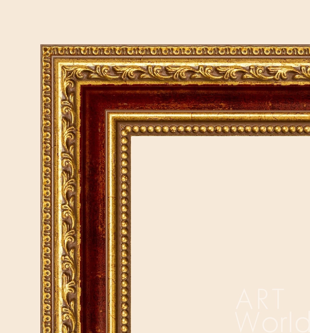 картина масло холст Багет деревянный красный с золотом,  Артворлд.ру