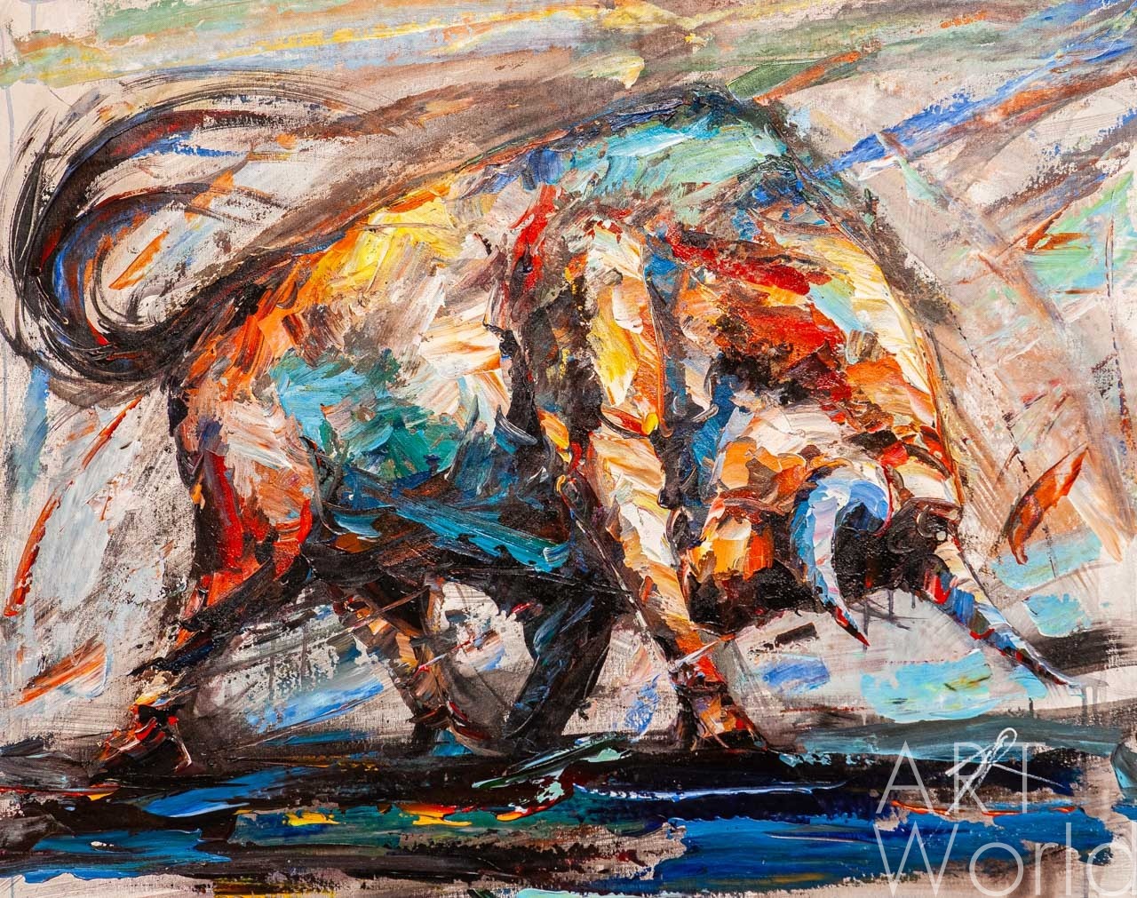 картина масло холст Картина маслом "El Toro. Испанский бык", Родригес Хосе, LegacyArt Артворлд.ру