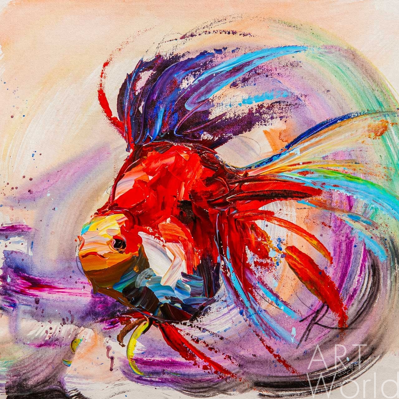 картина масло холст Картина маслом "Золотая рыбка для исполнения желаний N19" , Родригес Хосе, LegacyArt Артворлд.ру