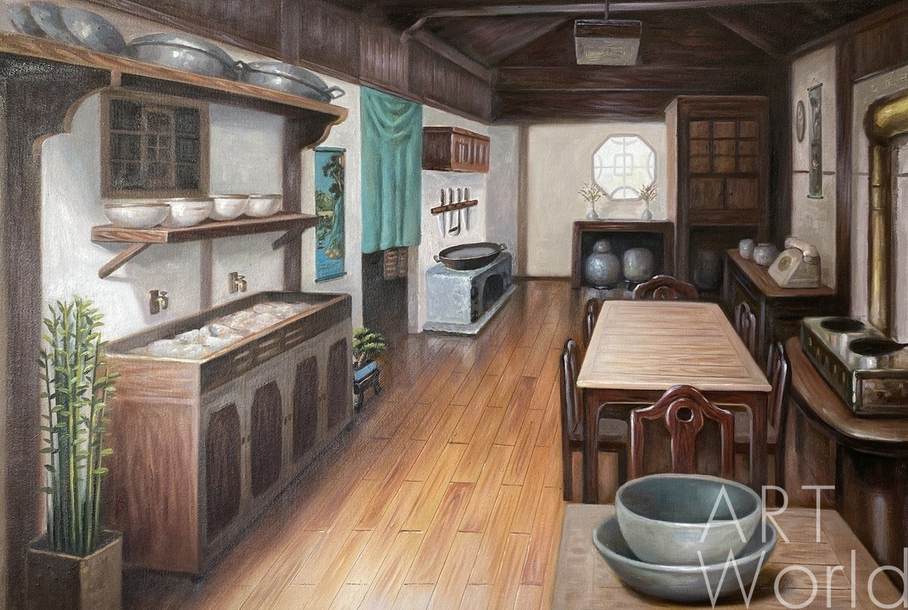 картина масло холст Картина маслом "Кухня в восточном стиле N2", Камский Савелий, LegacyArt Артворлд.ру