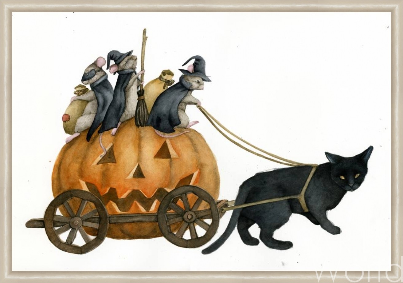 картина масло холст Иллюстрация "Мышиный Хэллоуин N3", Матвеева Анна, LegacyArt Артворлд.ру