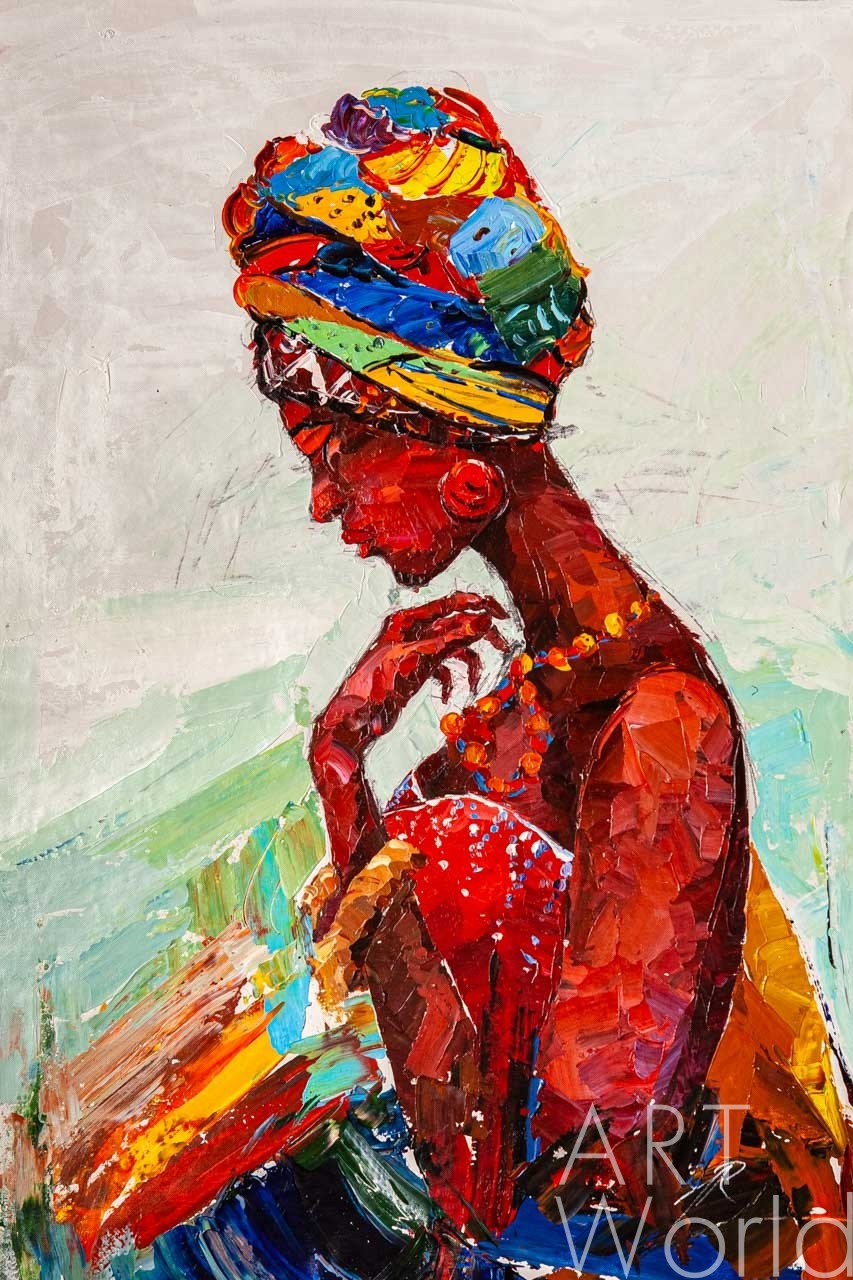 картина масло холст Картина маслом "Африканка", Родригес Хосе, LegacyArt Артворлд.ру