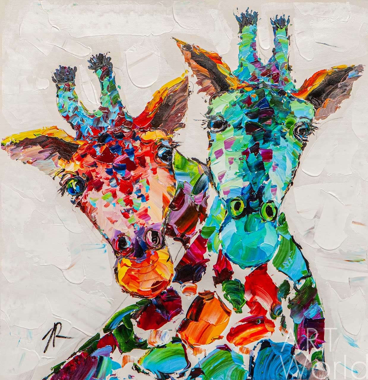 картина масло холст Картина маслом "Два жирафа", Родригес Хосе, LegacyArt Артворлд.ру