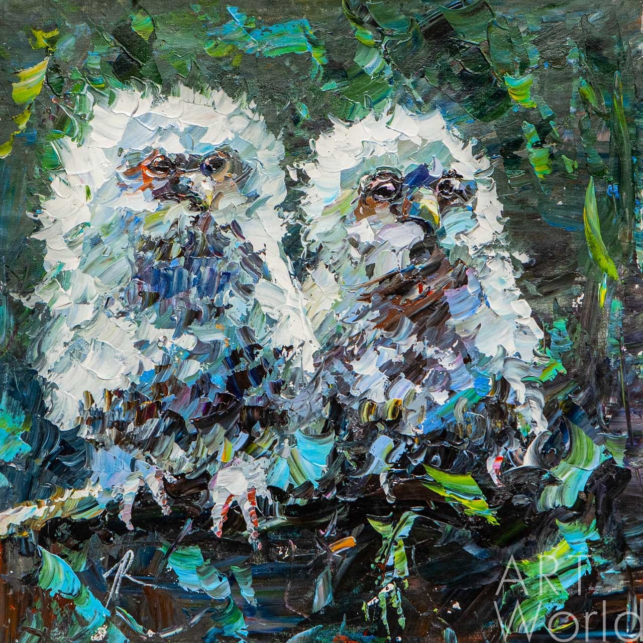 картина масло холст Картина маслом "Совята полярной совы", Родригес Хосе, LegacyArt Артворлд.ру