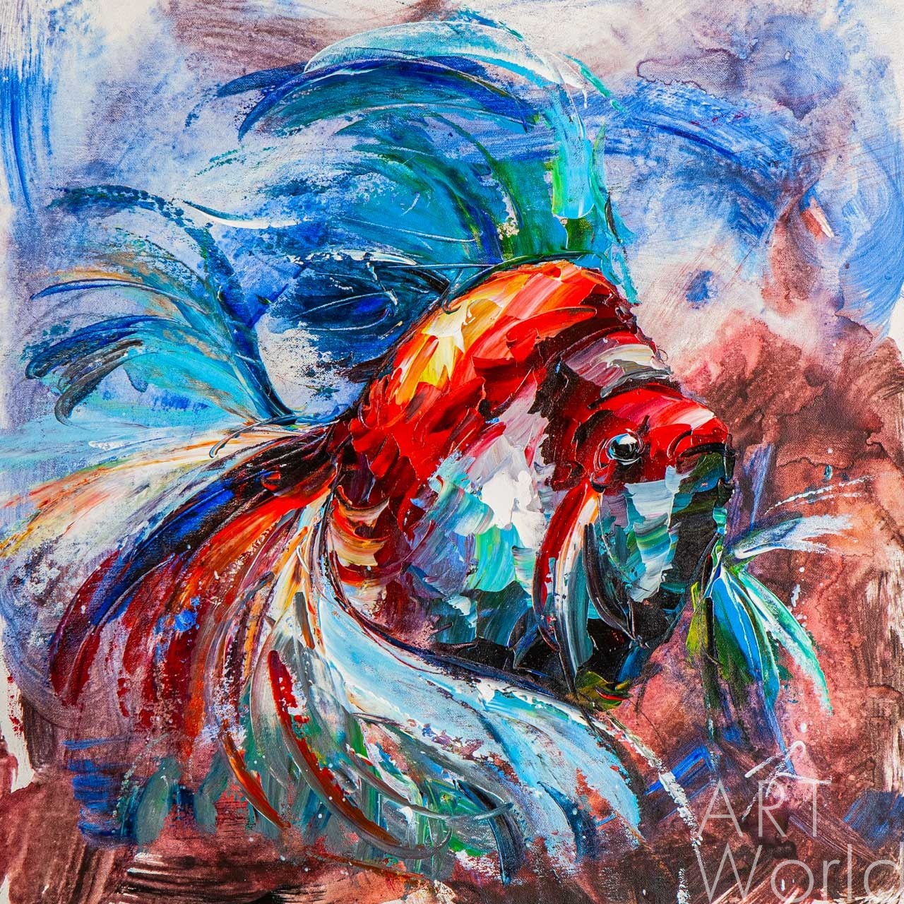 картина масло холст Картина маслом "Рыбка в море синем", Родригес Хосе, LegacyArt Артворлд.ру