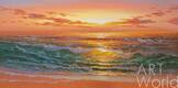 картина масло холст Картина маслом "Пламенный закат над изумрудным морем", Лагно Дарья, LegacyArt