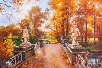 Картина маслом "Осенний парк. Мост кентавров" Артворлд.ру