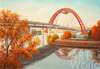 картина масло холст Картина маслом "Вид на Живописный мост осенью", Ромм Александр, LegacyArt