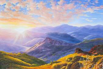 Пейзаж маслом "Восход солнца в горах" Артворлд.ру